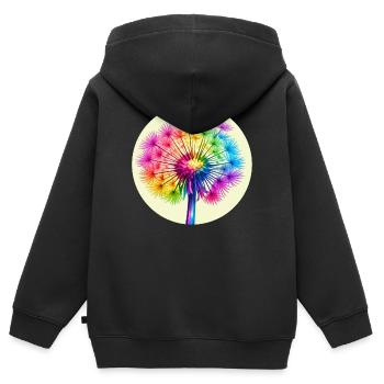 Regenbogen-Pusteblume  - Kinder Premium Organic Zip Hoodie - Schwarz - Hinten - AI Model Kid Male (0cm)