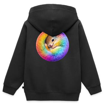 Regenbogen-Eichhörnchen - Kinder Premium Organic Zip Hoodie - Schwarz - Hinten - AI Model Kid Male (0cm)