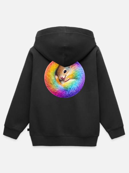 Regenbogen-Eichhörnchen - Kinder Premium Organic Zip Hoodie - Schwarz