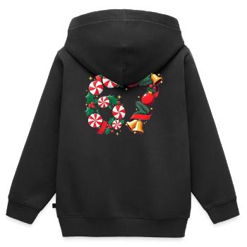 Pfefferminzkranz Weihnachtsstimmung - Kinder Premium Organic Zip Hoodie - Schwarz - Hinten - AI Model Kid Male (0cm)