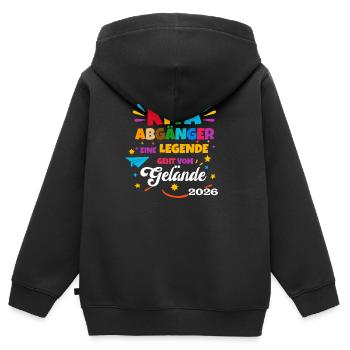 Kita Abgänger Legende  - Kinder Premium Organic Zip Hoodie - Schwarz - Hinten - AI Model Kid Male (0cm)