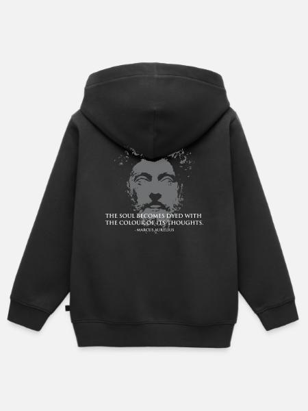 Marcus-Aurelius-Porträt - Kinder Premium Organic Zip Hoodie - Schwarz