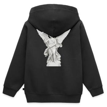 Engel mit Sense-Statue - Kinder Premium Organic Zip Hoodie - Schwarz - Hinten - AI Model Kid Male (0cm)