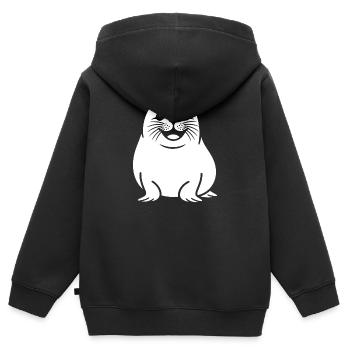 Süße Robbe Silhouette - Kinder Premium Organic Zip Hoodie - Schwarz - Hinten - AI Model Kid Male (0cm)