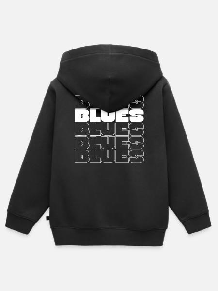 Fette Blues Wiederholungsrastertypografie - Kinder Premium Organic Zip Hoodie - Schwarz