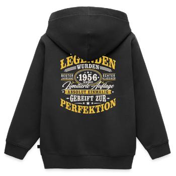 1956 Jahrgang geboren Geburtstag Vintage Geschenk - Kinder Premium Organic Zip Hoodie - Schwarz - Hinten - AI Model Kid Male (0cm)