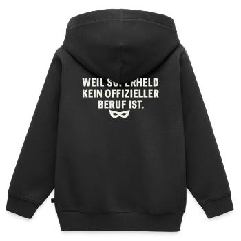 Opa: Weil Superheld kein offizieller Beruf ist - Kinder Premium Organic Zip Hoodie - Schwarz - Hinten - AI Model Kid Male (0cm)