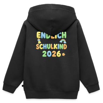 Endlich Schulkind 2026 - Buntes 3D Bubble Design - Kinder Premium Organic Zip Hoodie - Schwarz - Hinten - AI Model Kid Male (0cm)