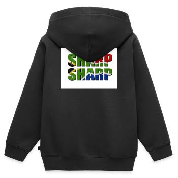 Scharf scharf - Kinder Premium Organic Zip Hoodie - Schwarz - Hinten - AI Model Kid Male (0cm)