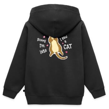 Désolé pour le retard, j’ai vu un chat - Sweat Premium à capuche zippé enfant bio - noir - Dos - AI Model Kid Male (0cm)