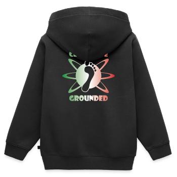 Barfuß GroundedOne_1_italy - Kinder Premium Organic Zip Hoodie - Schwarz - Hinten - AI Model Kid Male (0cm)