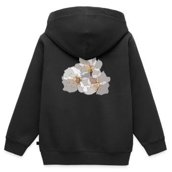 Kirschblüten | Zen-Blumenillustration - Kinder Premium Organic Zip Hoodie - Schwarz - Hinten - AI Model Kid Male (0cm)