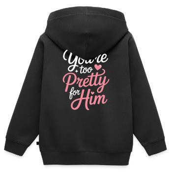 Too Pretty For Him Beste Freundin BFF Ex Trennung - Kinder Premium Organic Zip Hoodie - Schwarz - Hinten - AI Model Kid Male (0cm)