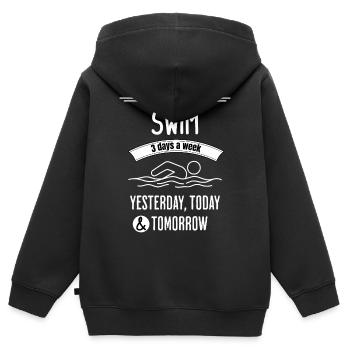 Lustiges Schwimmen-Zitat - Kinder Premium Organic Zip Hoodie - Schwarz - Hinten - AI Model Kid Male (0cm)