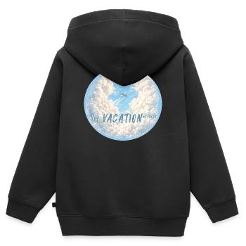 endlich Urlaub Flugzeug endlich frei Wolken - Kinder Premium Organic Zip Hoodie - Schwarz - Hinten - AI Model Kid Male (0cm)