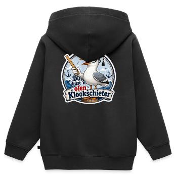 Gelehrte Möwe am Hafen - Kinder Premium Organic Zip Hoodie - Schwarz - Hinten - AI Model Kid Male (0cm)
