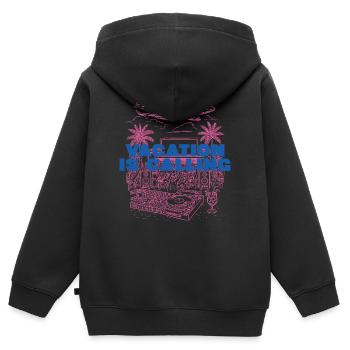 Les vacances appellent - Sweat Premium à capuche zippé enfant bio - noir - Dos - AI Model Kid Male (0cm)