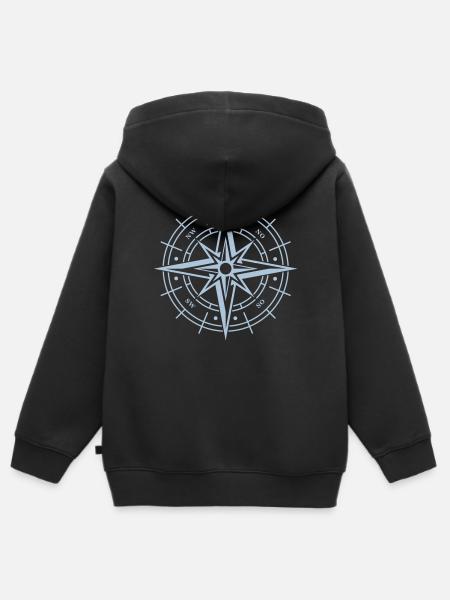Kompass - Kinder Premium Organic Zip Hoodie - Schwarz