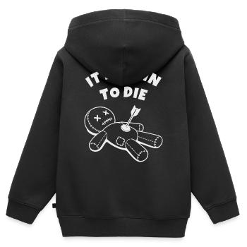 Es ist eine Sünde zu sterben, das Leben zu lieben - Kinder Premium Organic Zip Hoodie - Schwarz - Hinten - AI Model Kid Male (0cm)