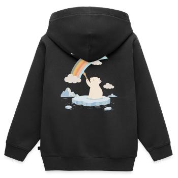 Eisbär malt einen Regenbogen - Kinder Premium Organic Zip Hoodie - Schwarz - Hinten - AI Model Kid Male (0cm)