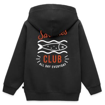 Sardinenclub Jeden Tag - Kinder Premium Organic Zip Hoodie - Schwarz - Hinten - AI Model Kid Male (0cm)