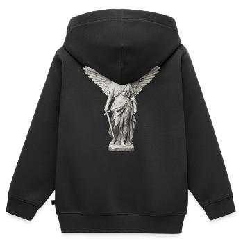 Geflügelter Schutzengel mit Schwert - Kinder Premium Organic Zip Hoodie - Schwarz - Hinten - AI Model Kid Male (0cm)