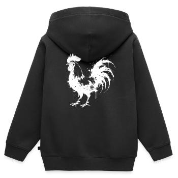 Abstrakter Hahn weißer Tintenspritzer - Kinder Premium Organic Zip Hoodie - Schwarz - Hinten - AI Model Kid Male (0cm)