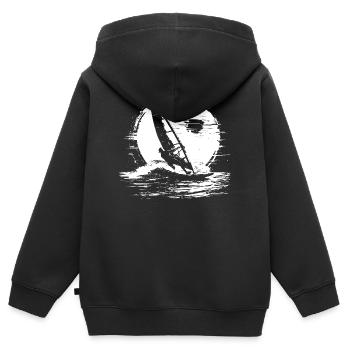 Windsurfen Skizze - Kinder Premium Organic Zip Hoodie - Schwarz - Hinten - AI Model Kid Male (0cm)