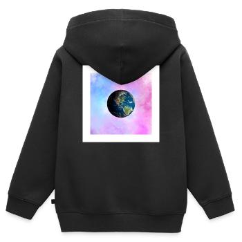 Erde in Pastellgalaxie - Kinder Premium Organic Zip Hoodie - Schwarz - Hinten - AI Model Kid Male (0cm)