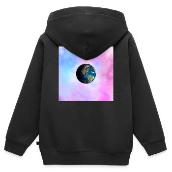 Erdkugel im Pastellnebel - Kinder Premium Organic Zip Hoodie - Schwarz - Hinten - AI Model Kid Male (0cm)