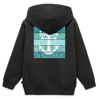 Moin Anker Retro - Kinder Premium Organic Zip Hoodie - Schwarz - Hinten - AI Model Kid Male (0cm)