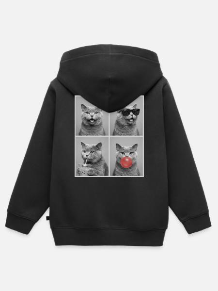 Katzen Britisch Kurzhaar Katze - Kinder Premium Organic Zip Hoodie - Schwarz