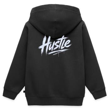 Hustle – Streetwear - Kinder Premium Organic Zip Hoodie - Schwarz - Hinten - AI Model Kid Male (0cm)
