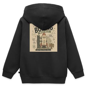 Die Bohrende Rakete - Kinder Premium Organic Zip Hoodie - Schwarz - Hinten - AI Model Kid Male (0cm)