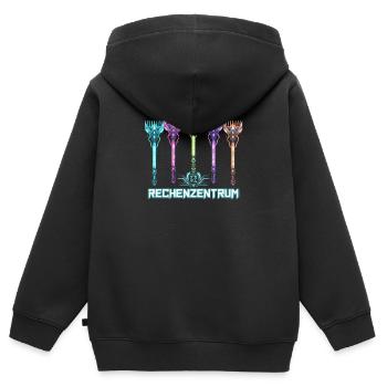 Rechenzentrum Cyber Neon - Kinder Premium Organic Zip Hoodie - Schwarz - Hinten - AI Model Kid Male (0cm)