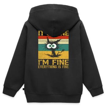 It's Fine I'm Fine Everything Is Fine Katze  - Kinder Premium Organic Zip Hoodie - Schwarz - Hinten - AI Model Kid Male (0cm)