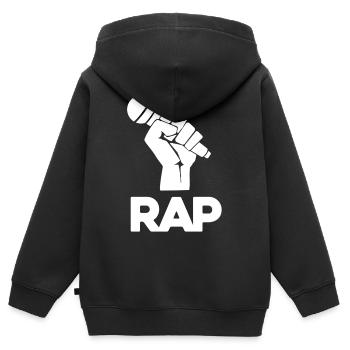 Rap Mic Silhouette - Kinder Premium Organic Zip Hoodie - Schwarz - Hinten - AI Model Kid Male (0cm)