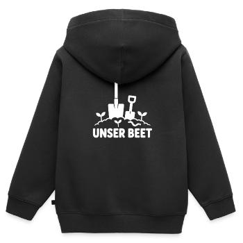 Unser Beet – Garten Schaufel Kinderspielzeug Art - Kinder Premium Organic Zip Hoodie - Schwarz - Hinten - AI Model Kid Male (0cm)