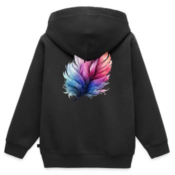 Prismatischer Federgradient - Kinder Premium Organic Zip Hoodie - Schwarz - Hinten - AI Model Kid Male (0cm)