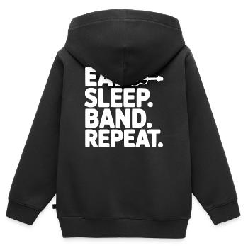 Iss. Schlaf. Band. Wiederholen. - Kinder Premium Organic Zip Hoodie - Schwarz - Hinten - AI Model Kid Male (0cm)