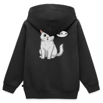 Verwunderte Katze Comic - Kinder Premium Organic Zip Hoodie - Schwarz - Hinten - AI Model Kid Male (0cm)