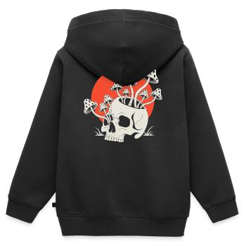 Totenkopf mit Pilzen Rote Sonne - Kinder Premium Organic Zip Hoodie - Schwarz - Hinten - AI Model Kid Male (0cm)