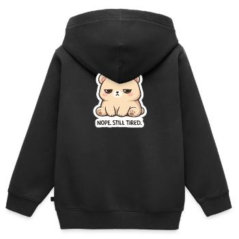 KuschelBär: Nope. Still Tired. - Kinder Premium Organic Zip Hoodie - Schwarz - Hinten - AI Model Kid Male (0cm)