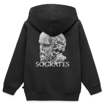 Sokrates' Schädelporträt - Kinder Premium Organic Zip Hoodie - Schwarz - Hinten - AI Model Kid Male (0cm)
