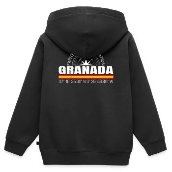 Granada - Kinder Premium Organic Zip Hoodie - Schwarz - Hinten - AI Model Kid Male (0cm)