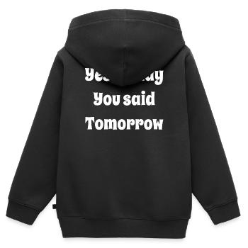 Gestern hast du morgen gesagt - Kinder Premium Organic Zip Hoodie - Schwarz - Hinten - AI Model Kid Male (0cm)