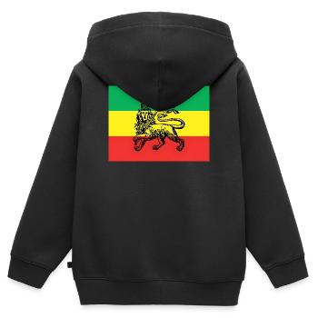 Haile Selassie I Jah Rastafari Rasta Reggae Roots  - Kinder Premium Organic Zip Hoodie - Schwarz - Hinten - AI Model Kid Male (0cm)