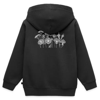 Blüten Silhouette Florale Konturen - Kinder Premium Organic Zip Hoodie - Schwarz - Hinten - AI Model Kid Male (0cm)