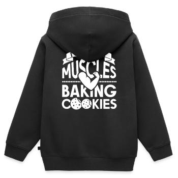 Cookie Plätzchen Keks - Kinder Premium Organic Zip Hoodie - Schwarz - Hinten - AI Model Kid Male (0cm)