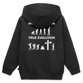 Wrong Evolution True Evolution - Kinder Premium Organic Zip Hoodie - Schwarz - Hinten - AI Model Kid Male (0cm)